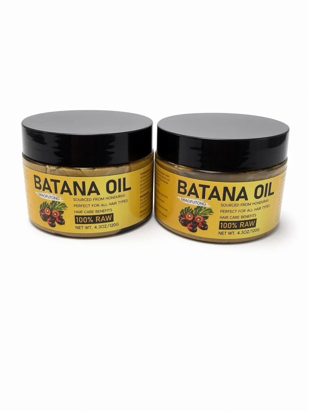 2 Pack Batana Oil 100% Raw Honduras Hair Scalp Treatment 4.3oz Each